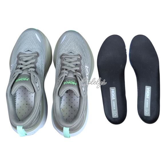 HOKA ONE Bondi 8 Womens 7.5 Olive Haze Mercury Green Run Walking Comfort Sneaker - Picture 8 of 12